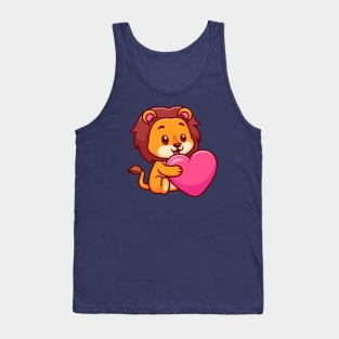 Cute Lion Hug Love Heart Cartoon Tank Top